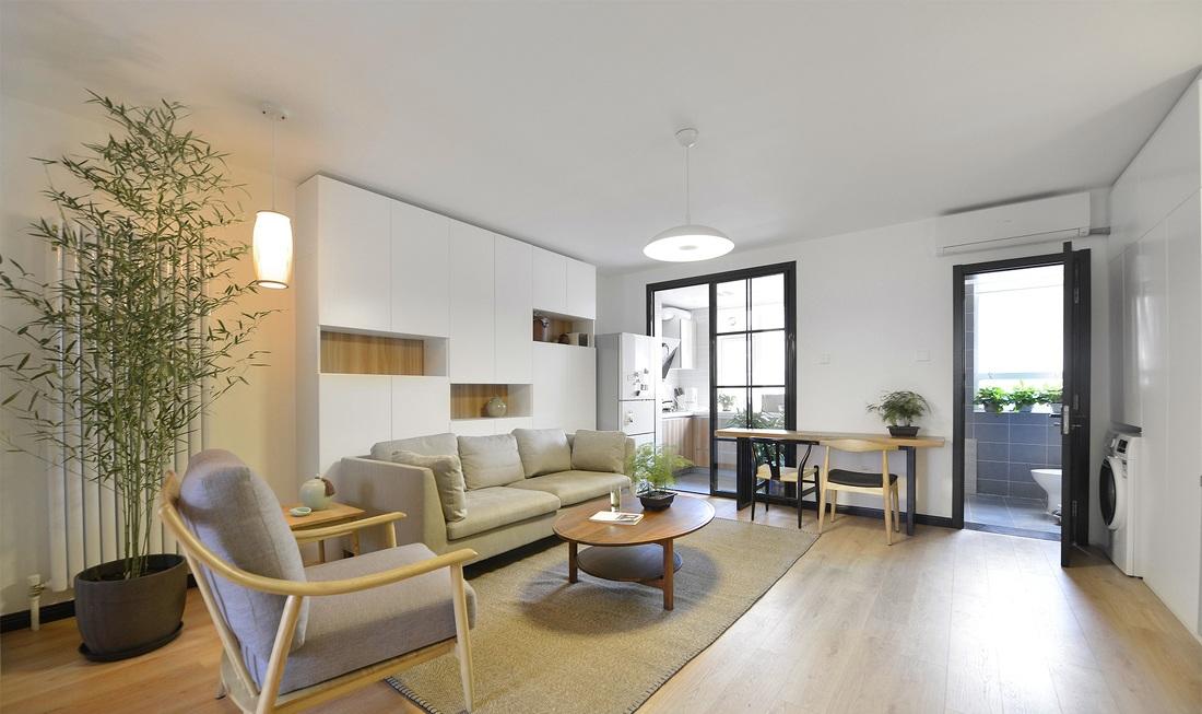 60平极简现代中式公寓家居室内设计效果图片