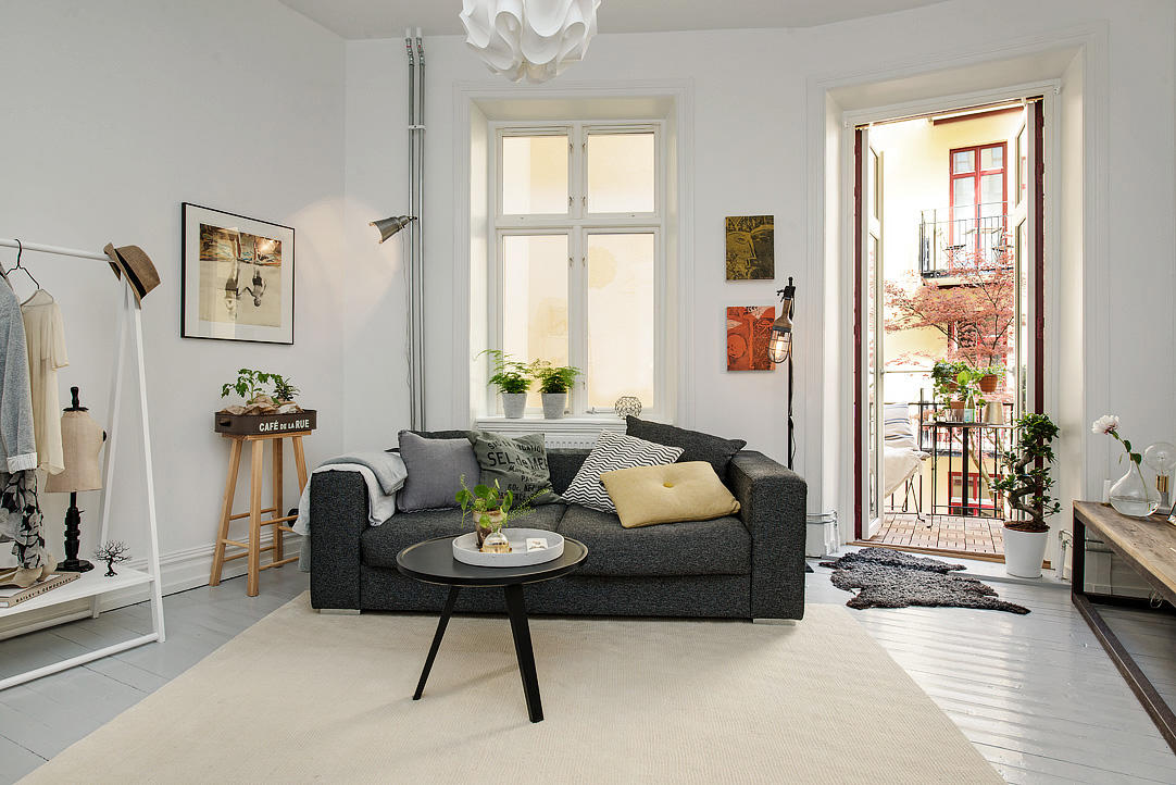 时尚黑白北欧风格单身公寓装饰效果图