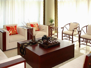 高档红木新中式装饰风格客厅家具搭配效果图