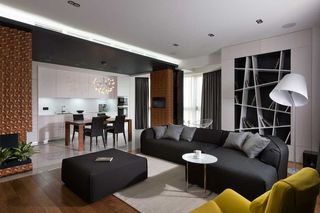 黑白简约时尚公寓小客厅室内设计图片