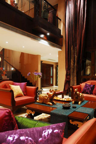 浓情东南亚别墅客厅沙发设计效果图