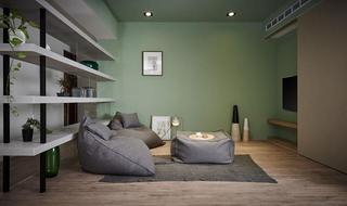 简约森系北欧风格公寓绿色墙面设计图片