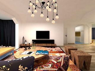 现代波西米亚风设计客厅地毯装修效果图