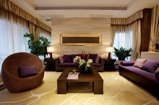 端庄精美中式风格客厅沙发背景墙效果图
