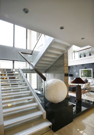 通透现代时尚别墅家装楼梯玻璃护栏设计图