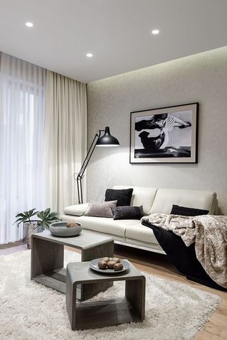 精致黑白时尚现代简约混搭二居室效果图