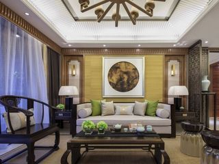精美典雅新中式客厅沙发背景墙装修图片