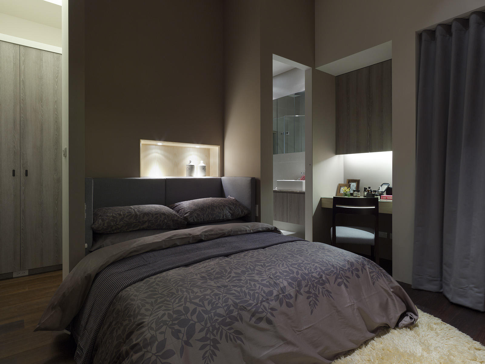 2017现代风格复式暖色调小卧室效果图 – 设计本装修效果图