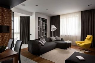 时尚现代黑白配色客厅多功能背景墙设计效果图