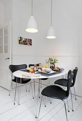 时尚黑白北欧风格餐厅桌椅装修图片