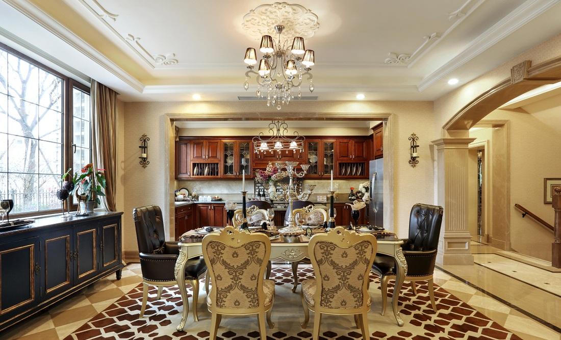 古典大气豪华欧式风格餐厅餐桌椅装饰案例图