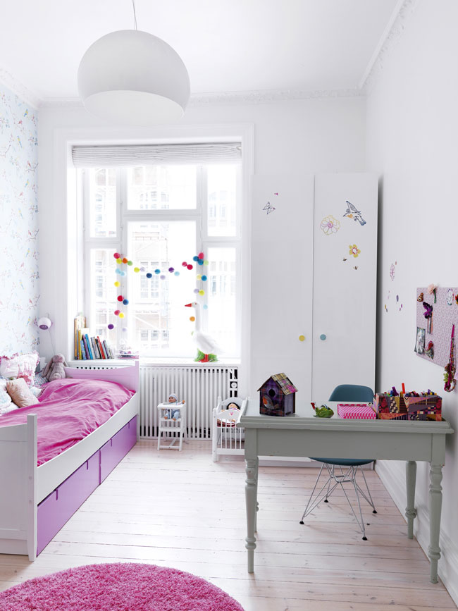 儿童房,衣柜,飘窗,其它,北欧,白色,红色,粉色,紫色