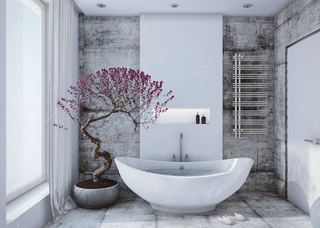 甜美雅致简约复式卫生间浴缸装饰效果图