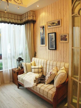 休闲复古田园风设计客厅沙发背景墙效果图