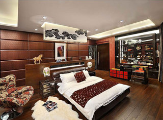 奢华咖色系现代新古典混搭卧室装饰布置