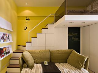 黄色梦幻现代小复式楼梯设计装修欣赏图