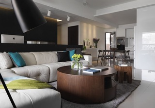 黑白极简宜家风格客厅实木休闲桌椅装饰图