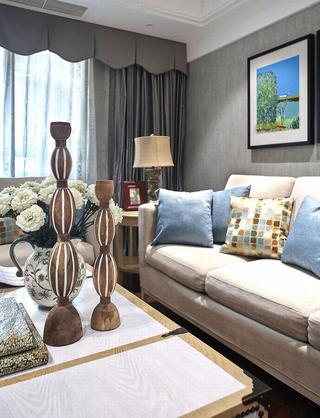 唯美美式新古典风格客厅沙发效果图