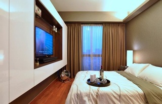 素雅现代简约风格公寓卧室背景墙电视柜设计图