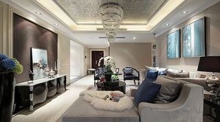 黑白摩登欧式新古典风格设计三居室效果图
