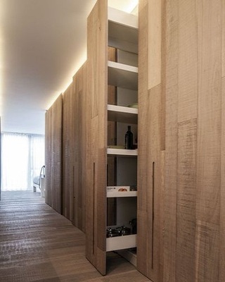 简约现代实木小公寓多功能背景墙置物架设计图