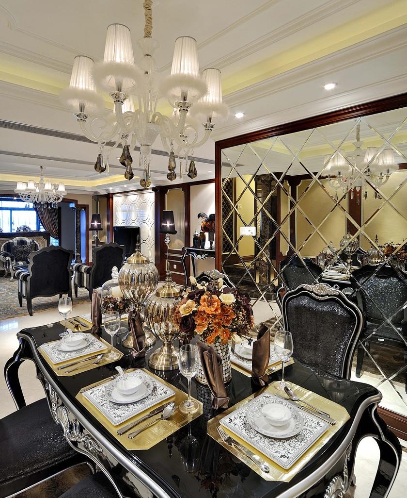 高贵奢华欧式古典摩登餐厅软装装饰效果图