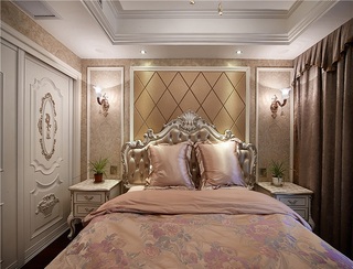 甜美浪漫欧式风格卧室床头软包设计图