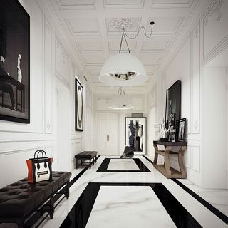 黑白豪华新古典风格别墅玄关装修设计图