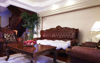 简约实木复古欧式复式客厅沙发家装美图