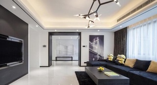 黑白时尚简约现代风小户型公寓装饰效果图
