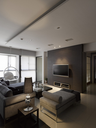 简洁素雅现代三居客厅电视背景墙设计装修