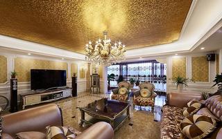金色豪华欧式风格客厅水晶吊灯装饰图