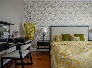 时尚现代卧室床头壁纸装饰效果图
