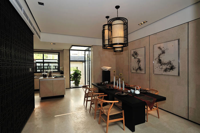 餐厅,背景墙,新古典,米色