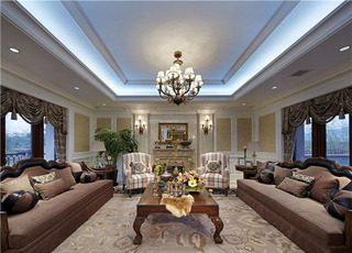 棕色系美式客厅设计效果图片