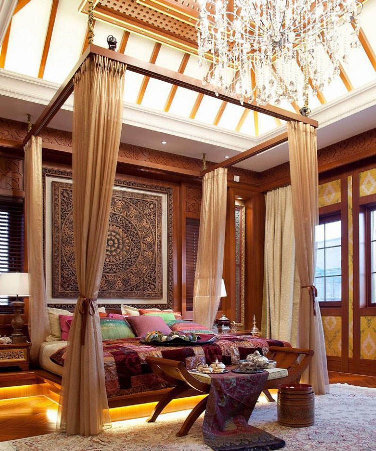 东南亚风格豪华经典别墅卧室装修设计图片