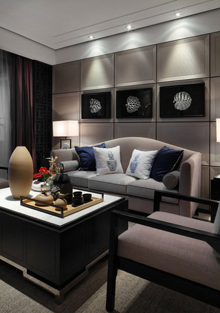 时尚摩登现代中式客厅沙发背景墙效果欣赏图