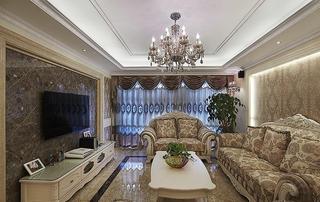 丰裕华丽复古优雅欧式风格客厅软装饰效果图