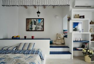 蓝白清凉地中海风格别墅卧室设计搭配效果图