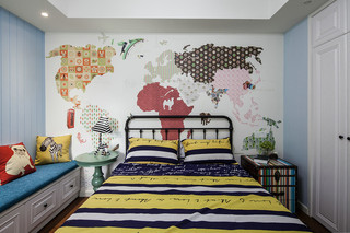 创意混搭儿童房艺术手绘墙设计装潢效果图