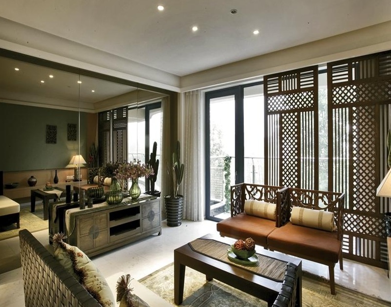 140平深色系东南亚风格四室两厅装饰案例图