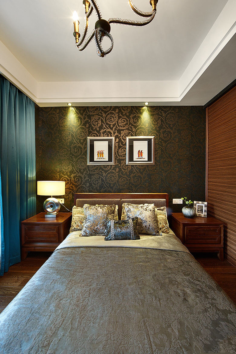 卧室,其它,东南亚,咖啡色,蓝色