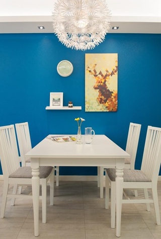 美式现代设计风格餐厅白色四方桌装饰效果图