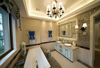 清新地中海风格别墅转角浴室设计装修效果图