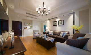简易美式风格家居客厅整体效果图