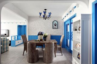 浪漫蓝白色地中海风格家居餐厅背景墙装修效果图