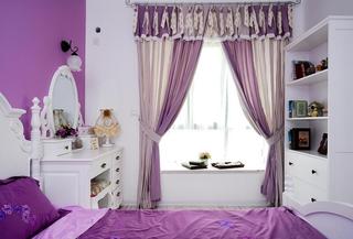 紫色田园设计风格卧室飘窗效果图