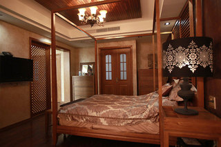 精致复古中式设计实木卧室效果图