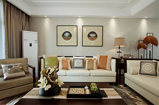 现代简中式风格客厅装饰效果图