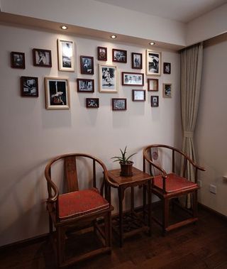 简约中式茶室相片墙装修图片